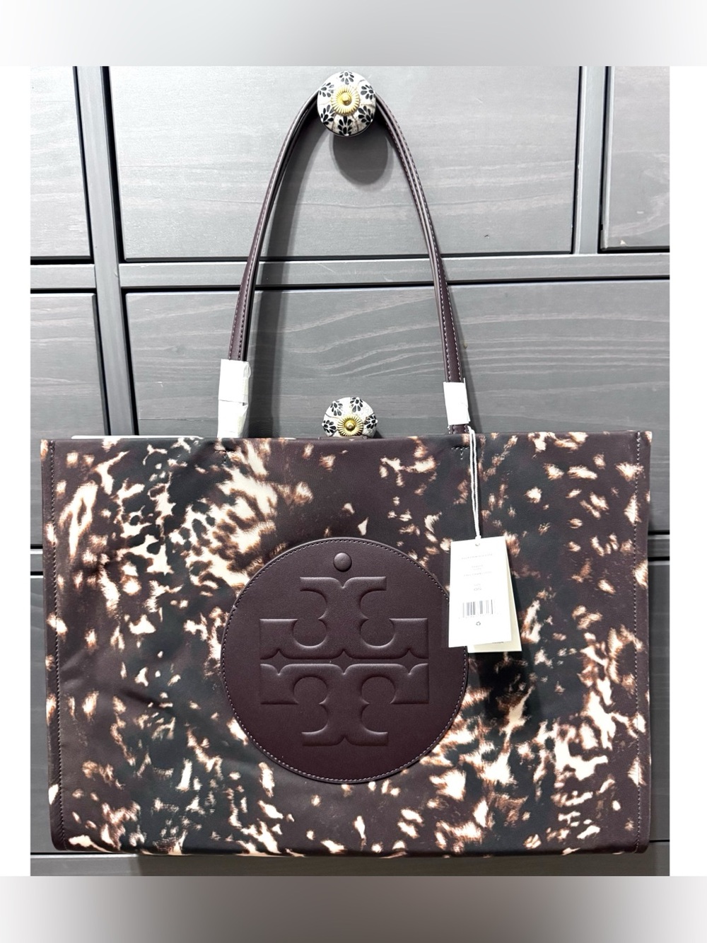 TORY BURCH ELLA PRINTED TOTE, FALL FAWN